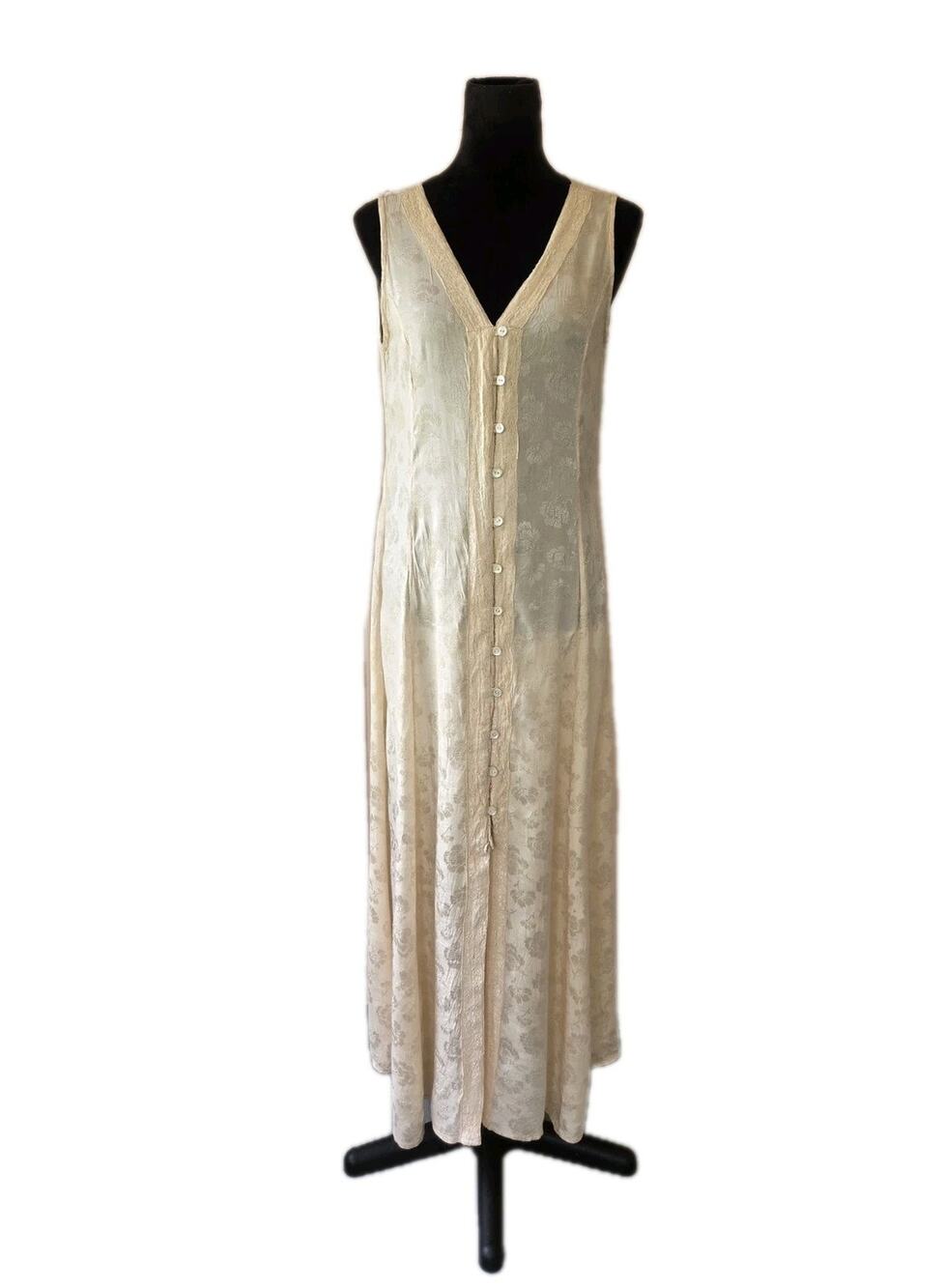 Vintage People For The Planet Rayon Maxi Dress Floral Jacquard Cottagecore S